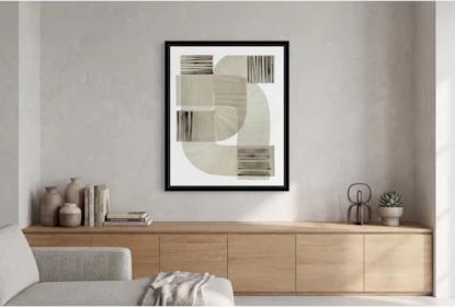 Framed Abstract Wall Art Geometric Curved Lines Print