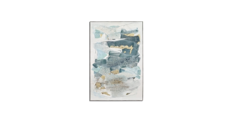 Framed Abstract Wall Art Teal Grey Brushstrokes | Sleek Decor