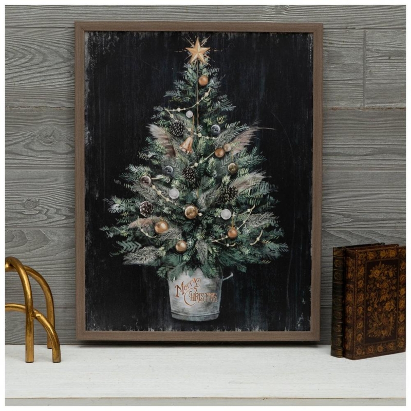 Framed Art: Distressed Bucket Graphic on Dark Background Contrast