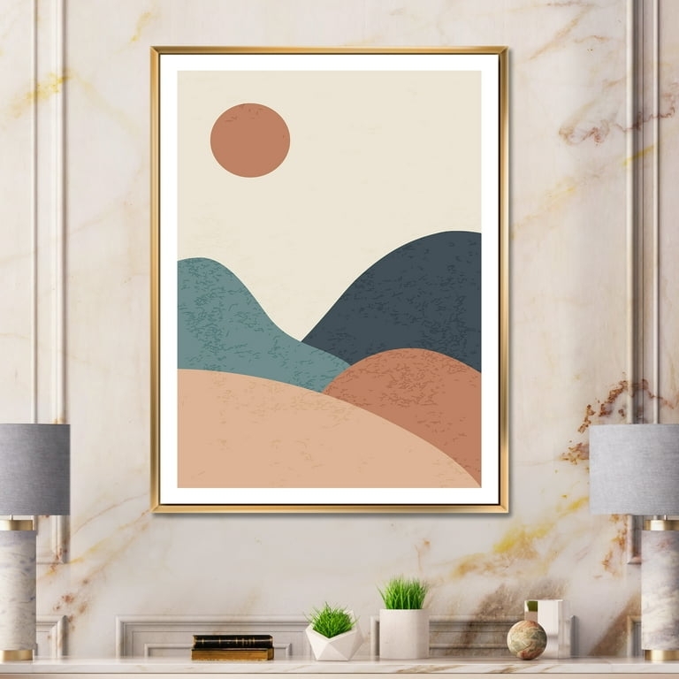 Framed Art Print Speckled Texture Abstract Landscape Gold Boho