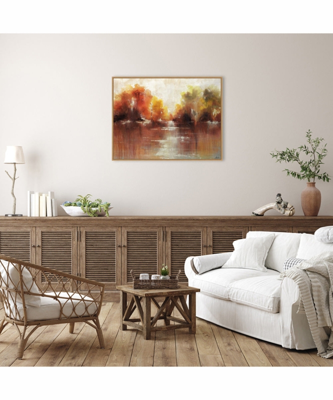 Framed Canvas Wall Art Warm Landscape Earth Tones Rustic Boho Decor