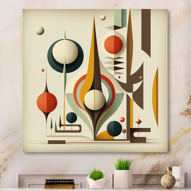 Framed Graphic Art: Mid-Century Geometric Abstract, Atomic Age Spikes