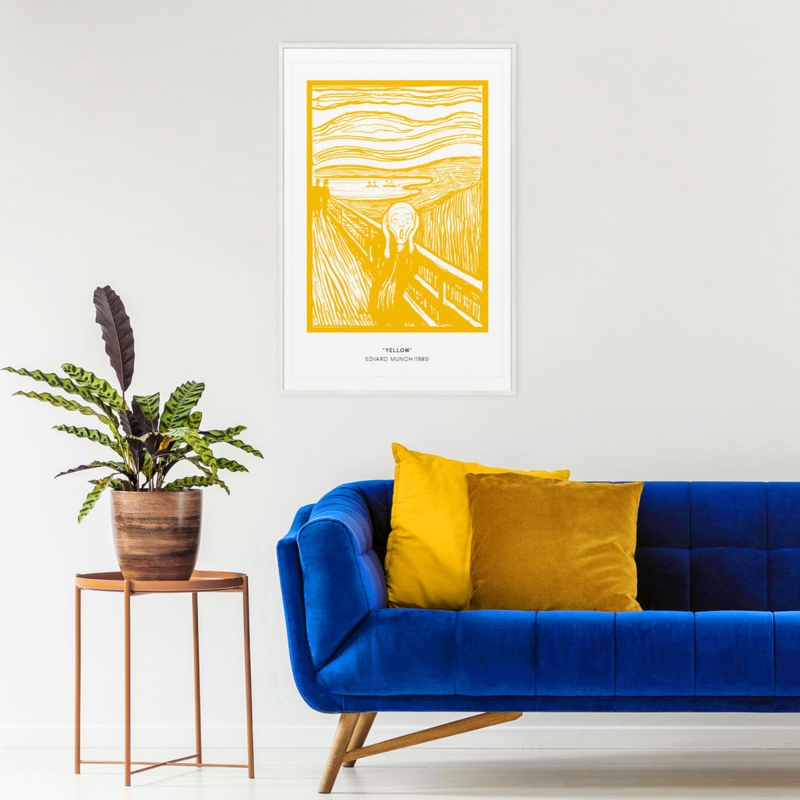 Framed Poster: Pop Art Yellow Accent Pieces for Blue Sofa styling