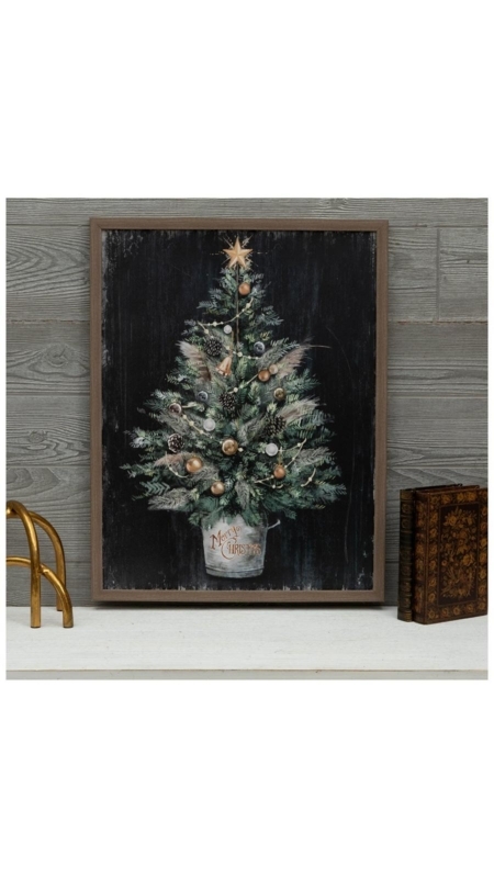 Framed Print: Moody Square Shape Art with Galvanized Bucket Detail