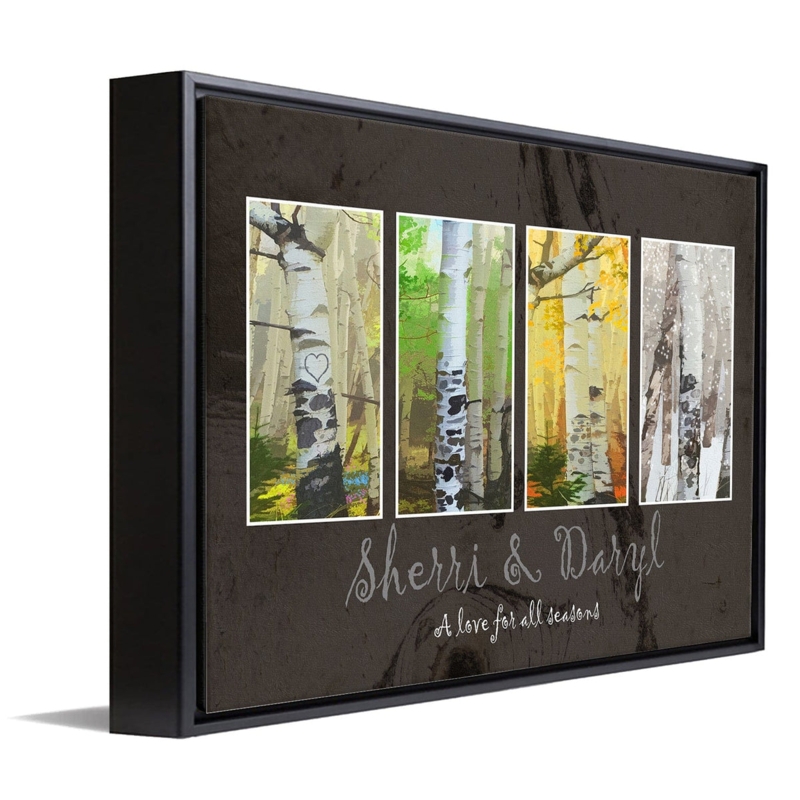 Framed Wall Art Black Floater Frame Personalized Text Tree Bark Texture