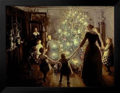 Framed Wall Art: Historical Scene Painting with Candlelight Glow