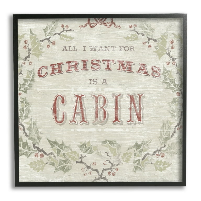 Framed Wall Art Holly Wreath Border Festive Typography