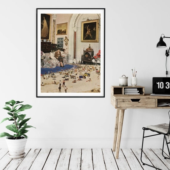 Framed Wall Art: Large Scale, Surrealist Collage, Creative Office