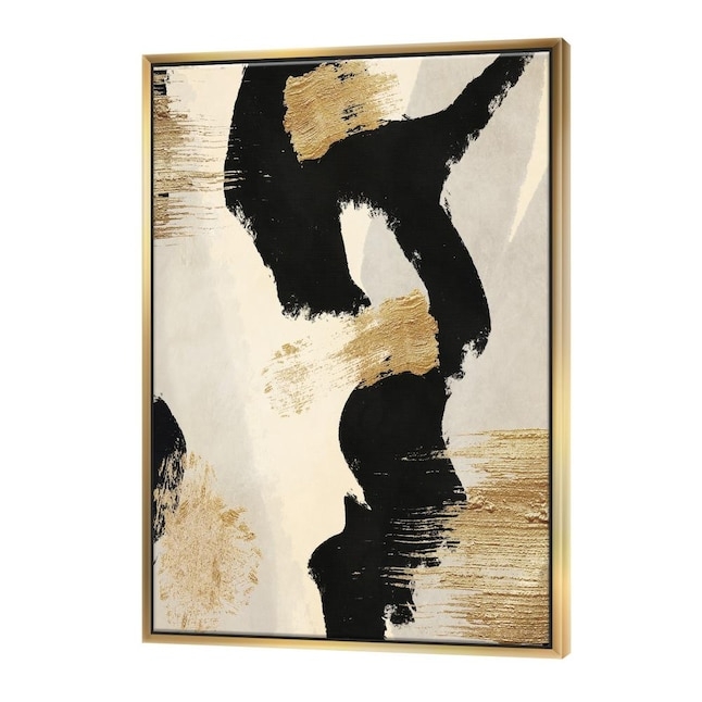 Framed Wall Art Metallic Gold Accents Floater Abstract Glam Decor