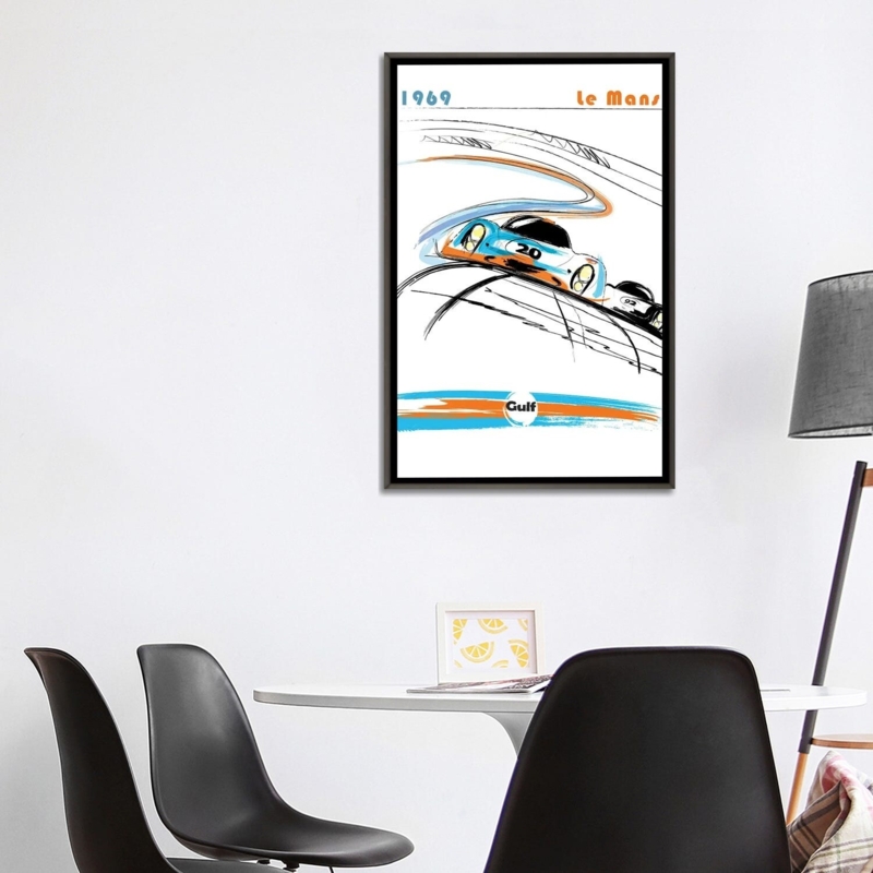 Framed Wall Art Porsche Sketch Gulf Livery Mid Century Style