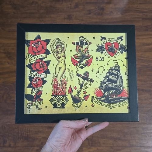 Framed Wall Art Sailor Jerry Style Nautical Tattoo Flash Print