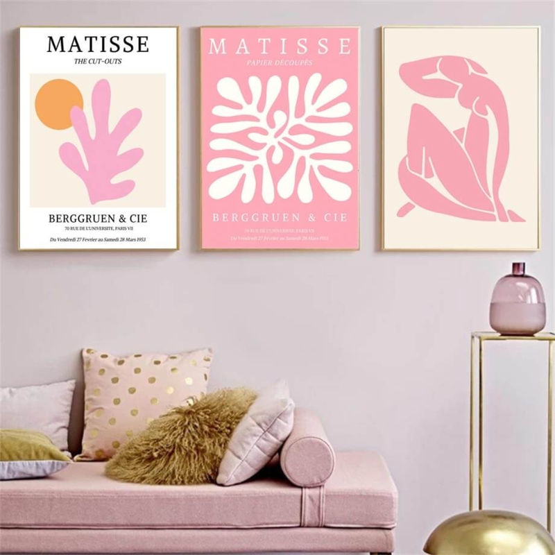 Framed Wall Art Set Pastel Matisse Abstract Botanical Posters