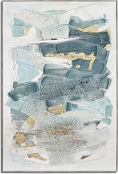 Framed Wall Art Vertical Gold Foil Abstract | Glam Office Decor