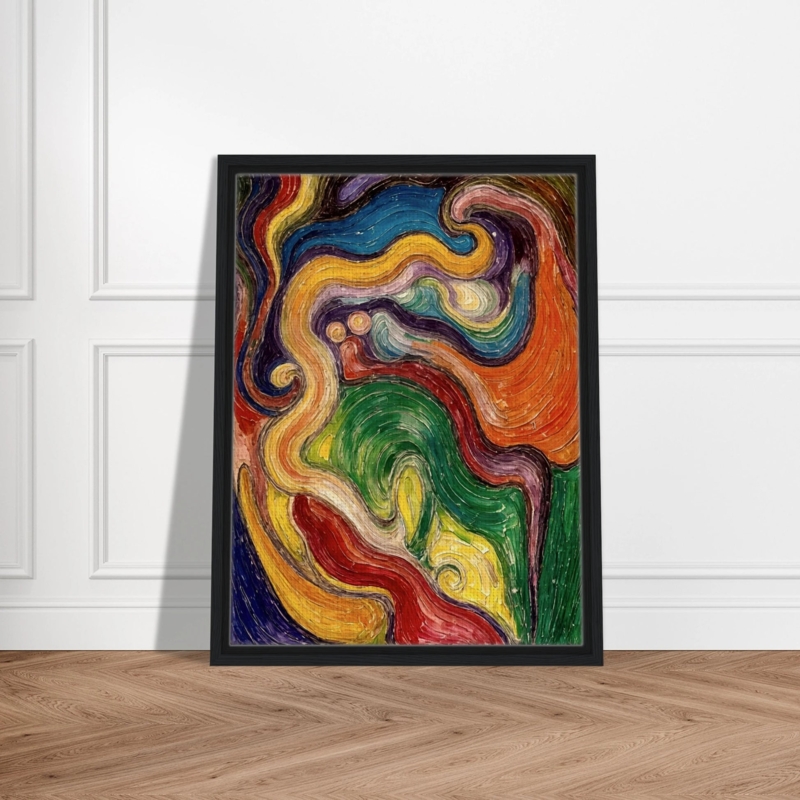 Framed Wall Art: Vibrant Multicolored Abstract Swirls