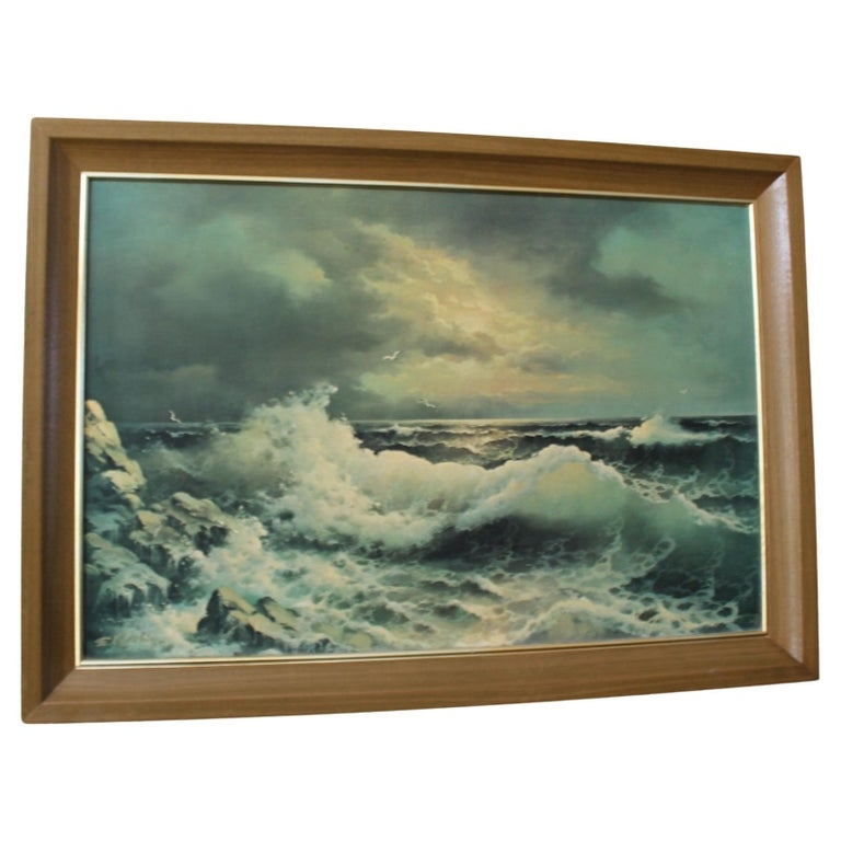 Framed Wall Art Vintage Seascape with Dramatic Natural Light