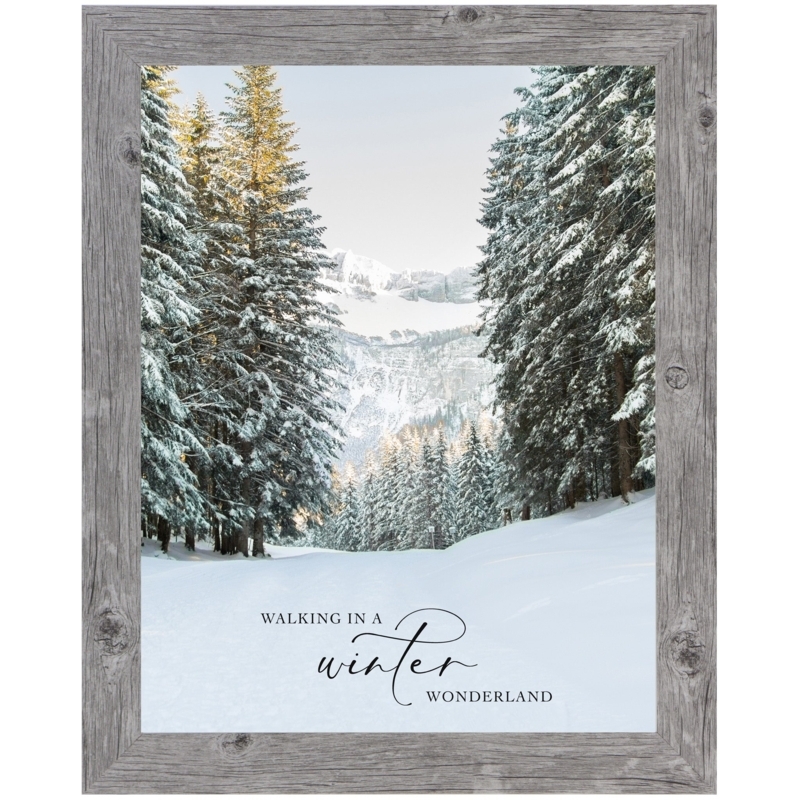 Framed Wall Art: Weathered Grey Framed Decor, Mixed Font Typography