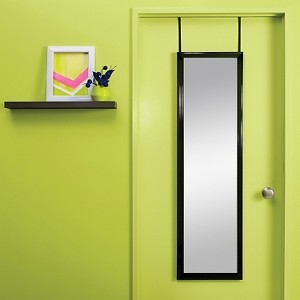 Full Length Door Mirror Glossy Black Frame Modern Style