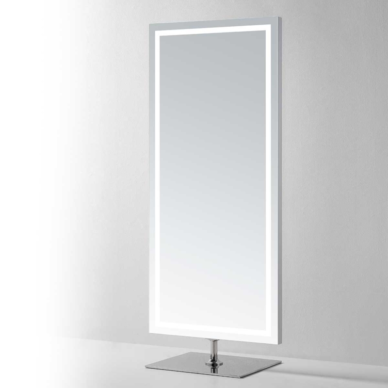Full Length Mirror, Integrated LED Lighting, Pedestal Stand