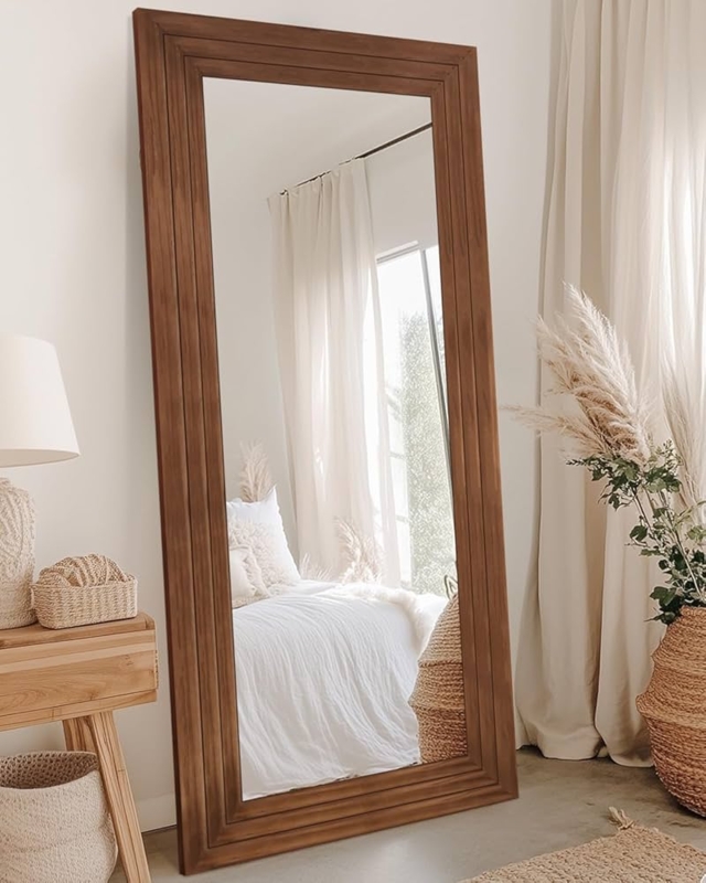 Full Length Mirror Tiered Molding Wide Frame Modern Farmhouse