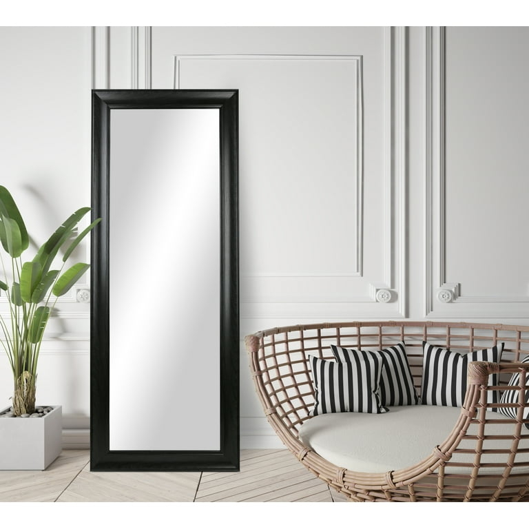 Full Length Mirror Wide Frame Faux Wood Grain, Leaner Mirror Styling