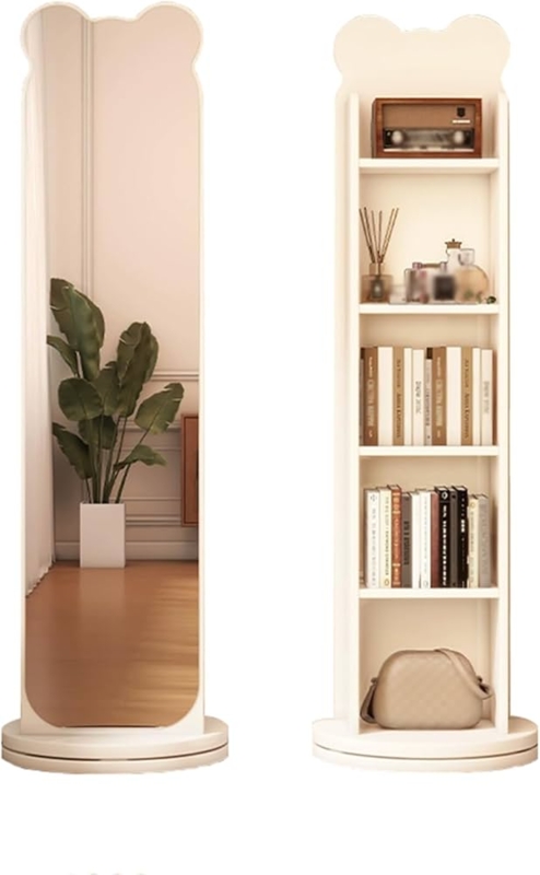 Full Length Mirror with 360 Degree Swivel and Bear Ear Top for Storage