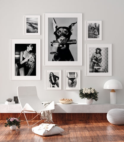 Gallery Wall Art: Edgy Black And White Prints on Floating Ledge