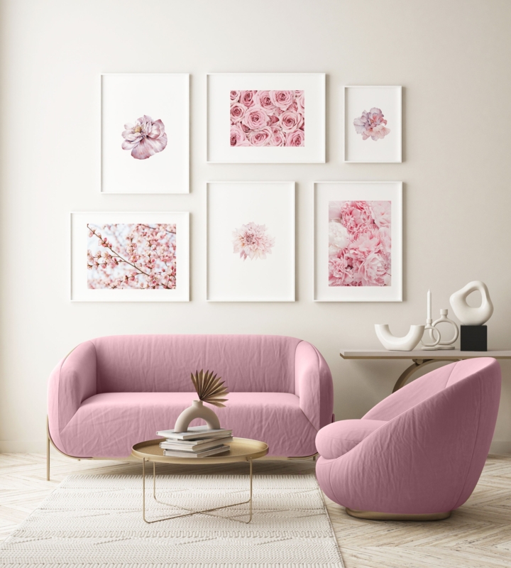 Gallery Wall Set Blush Floral Feminine Glam Prints