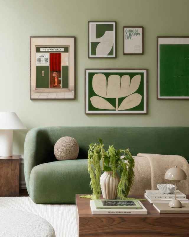 Gallery Wall Set Featuring Curated Botanical Prints, Scandi Style.