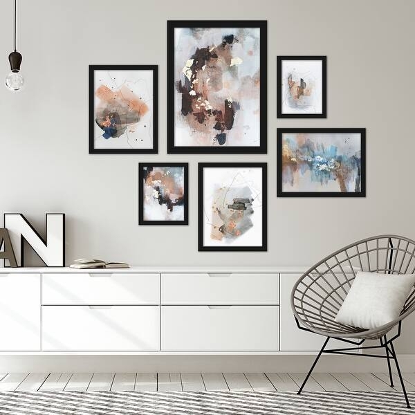 Gallery Wall Set: Six Piece Abstract Blush and Earth Tones Collection.