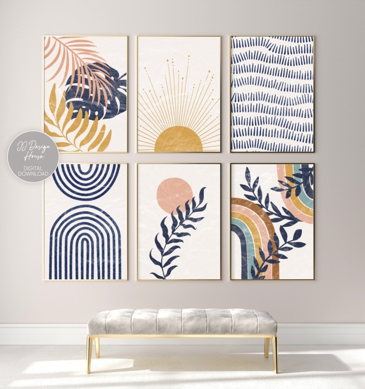 Gallery Wall Set: Six Piece Bohemian Geometric and Botanical Prints