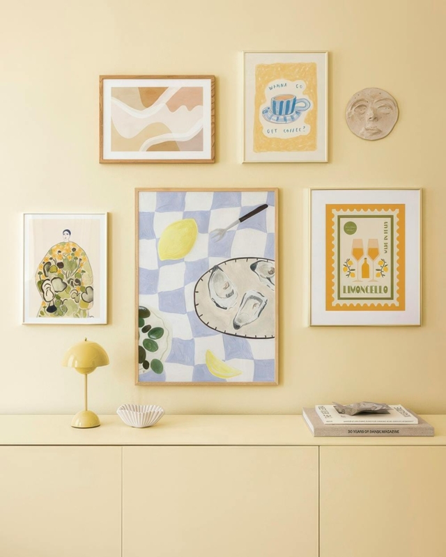 Gallery Wall: Whimsical Dining Room Art Display with Food Illustrations