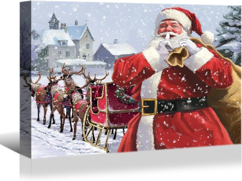 Gallery Wrapped Canvas Wall Art featuring Painterly Shhh Santa Pose