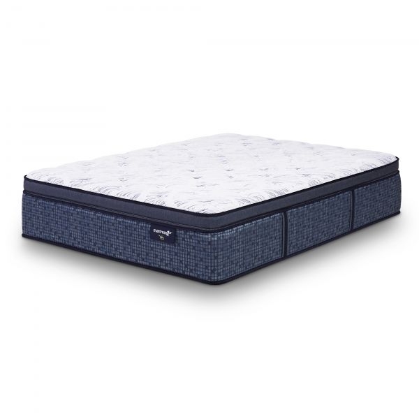 Geometric Plush Pillow Top Mattress Navy Blue Sides