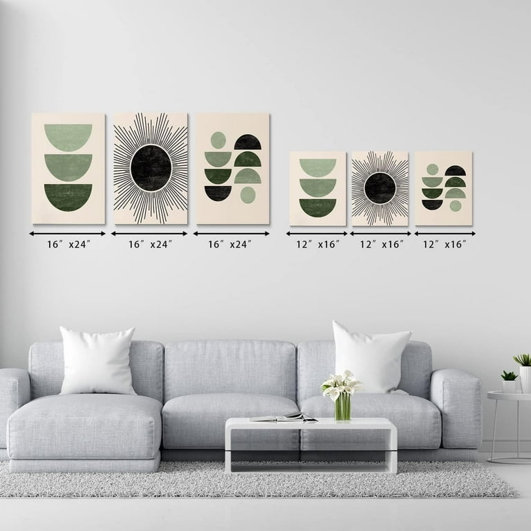Geometric Wall Art Set of 3 Prints, Sunburst Motif, Boho Style.