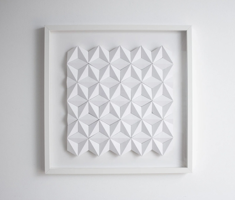 Geometric Wall Relief White 3D Faceted Pattern Minimalist Contemporary