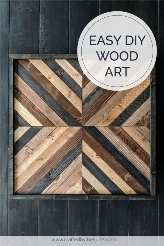 Geometric Wood Wall Art Decor Chevron Slat Multi-Toned Frame