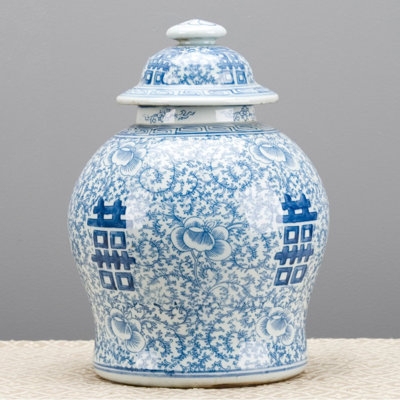 Ginger Jar Blue and White Double Happiness Traditional Chinoiserie