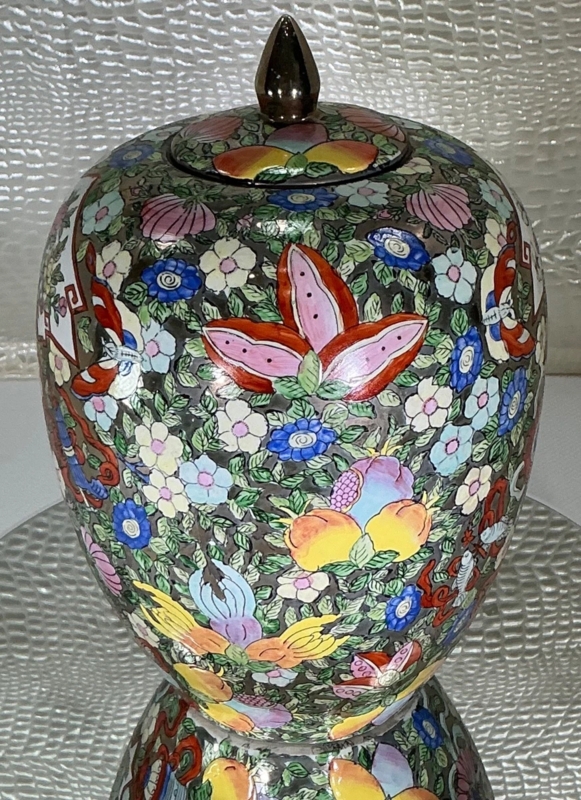 Ginger Jar Dense Floral Pattern Traditional Chinese Ginger Jar