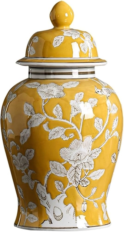 Ginger Jar Floral Hand Painted Ceramic Jar, Domed Lid, Glossy Finish