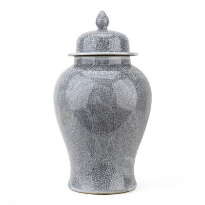 Ginger Jar: Grey Crackle Glaze with Lidded Design