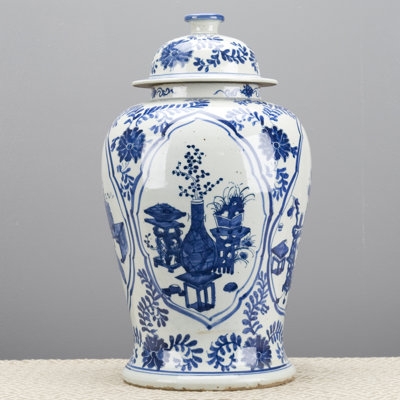 Ginger Jar with Hand Painted Details and Classic Blue White Palette