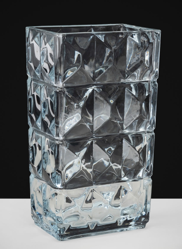 Glass Vase Clear Faceted Surface Crystal Look Centerpiece
