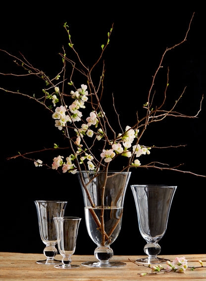 Glass Vase Set with Pedestal Bases and Varying Scales for Classic Decor