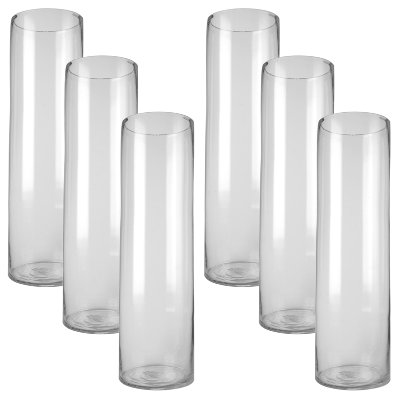 Glass Vases: Clear Cylindrical 6-Pack Bulk Set for Events