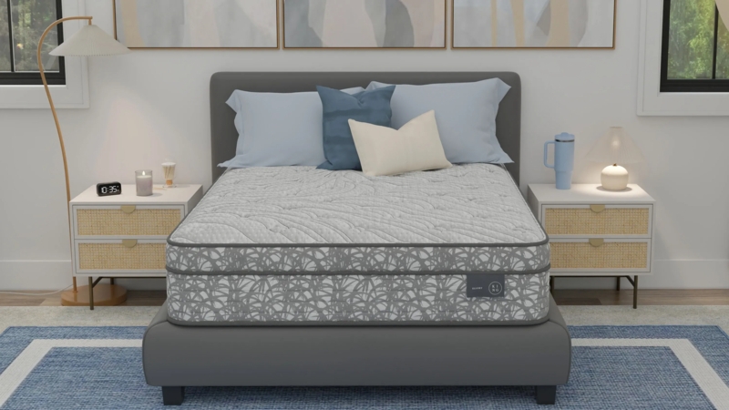 Gray Upholstered Pillow Top Mattress Scribble Pattern Sides