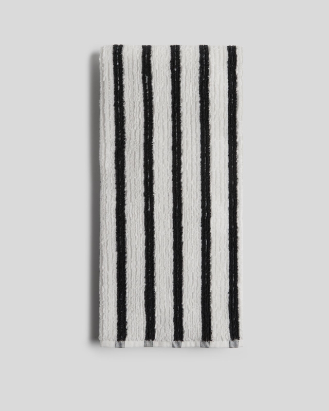 Hand Towel, Plaster Beige with Fine Resort Stripes.
