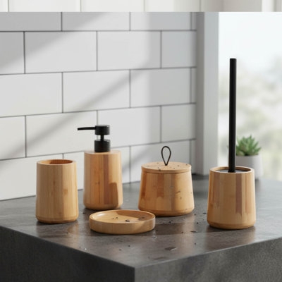 High-Gloss Bathroom Accessory Set, Tortoiseshell Pattern