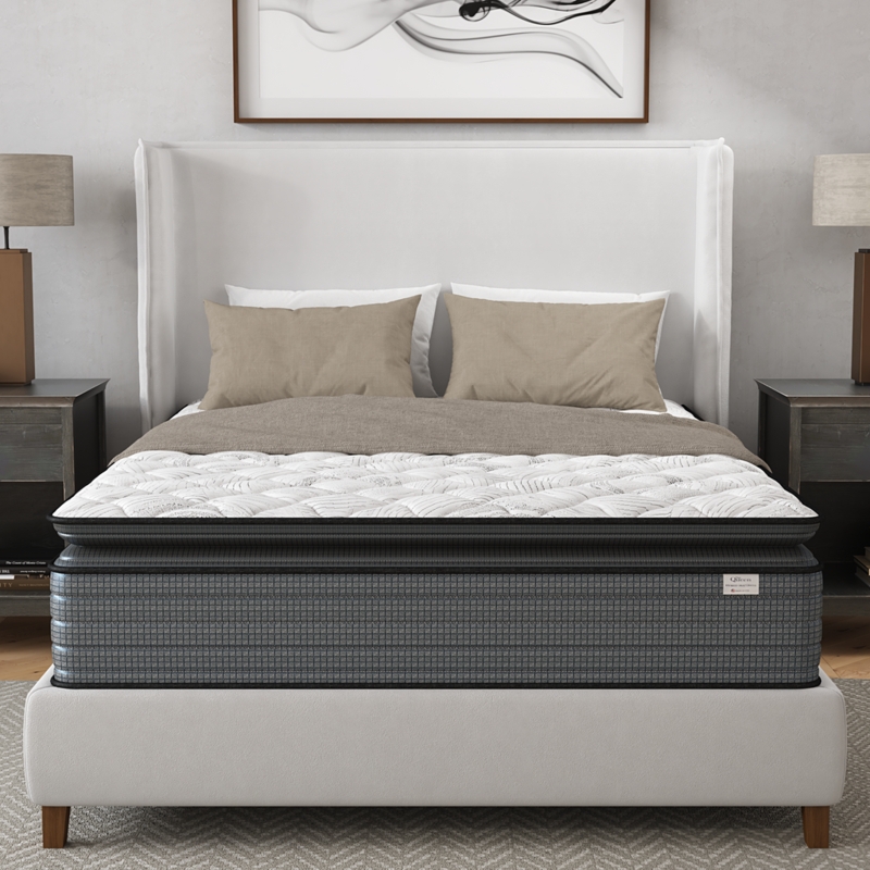 High-Profile Hybrid Mattress, 14-Inch Pillow Top, Grid Sides.