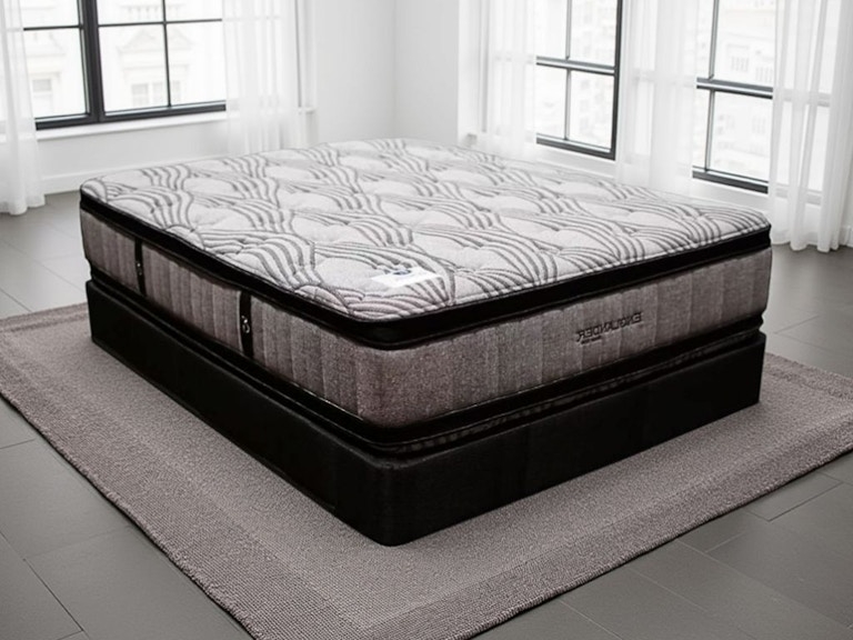 High Profile Pillowtop Mattress Grey Wavy Pattern Modern Style