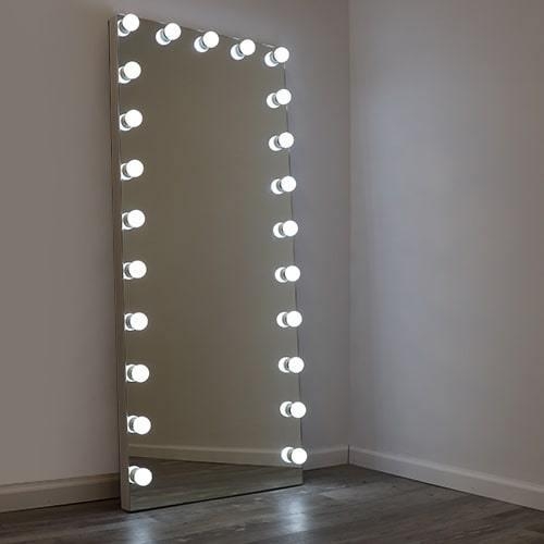 Hollywood Style Floor Mirror, Full Length, Integrated LED Bulbs